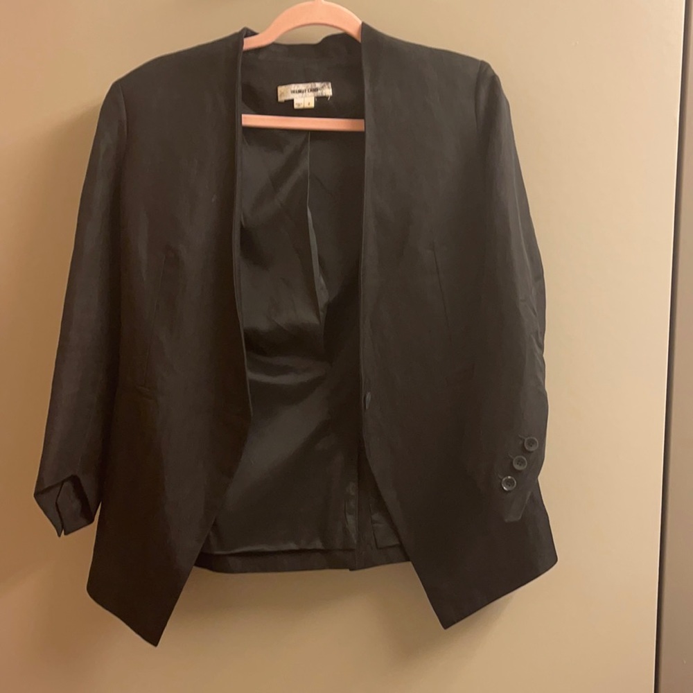 Black helmet Lang jacket